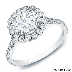 Gold Certified 1 1/2ct TDW Diamond Halo Engagement Ring - Handcrafted By Name My Rings™
