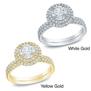 Gold Certified 1 3/4ct TDW Diamond Halo Engagement Ring - Handcrafted By Name My Rings™