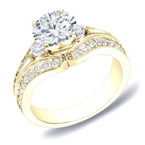 Gold Three Stone 1 1/4ct TDW Diamond Split-Shank Engagement Ring - Handcrafted By Name My Rings™