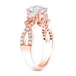 Rose Gold 1 1/2 ct TDW Certified Diamond 3-stone Ring - Handcrafted By Name My Rings™