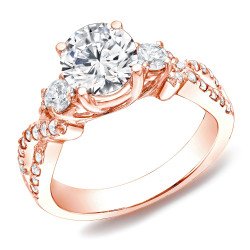 Rose Gold 1 1/2 ct TDW Certified Diamond 3-stone Ring - Handcrafted By Name My Rings™
