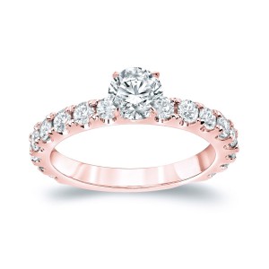 Rose Gold 1 1/2 ct TDW Round Diamond Solitiare Engagement Ring - Handcrafted By Name My Rings™