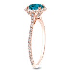 Rose Gold 1 1/2ct TDW Blue Round Diamond Halo Ring - Handcrafted By Name My Rings™