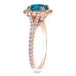 Rose Gold 1 1/2ct TDW Blue Round Halo Diamond Ring - Handcrafted By Name My Rings™