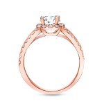 Rose Gold 1 1/2ct TDW Certified Round Diamond Halo Engagement Bridal Ring Set - Handcrafted By Name My Rings™