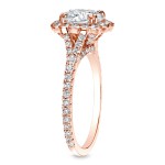 Rose Gold 1 1/2ct TDW Certified Round Halo Diamond Engagement Ring - Handcrafted By Name My Rings™