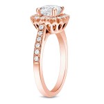 Rose Gold 1 1/3 ct TDW Scalloped Halo Diamond Ring - Handcrafted By Name My Rings™