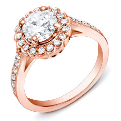 Rose Gold 1 1/3 ct TDW Scalloped Halo Diamond Ring - Handcrafted By Name My Rings™