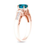 Rose Gold 1 1/6 ct TDW Blue Diamond Ring with Heart - Handcrafted By Name My Rings™