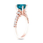 Rose Gold 1 2/5ct TDW Blue Diamond Solitaire Ring - Handcrafted By Name My Rings™