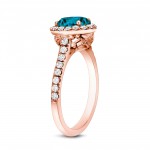 Rose Gold 1 3/4ct TDW Blue Halo Diamond Ring - Handcrafted By Name My Rings™