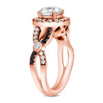 Rose Gold 1 3/5 ct TDW Certified Black and White Diamond Ring - Handcrafted By Name My Rings™