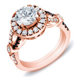 Rose Gold 1 3/5 ct TDW Certified Black and White Diamond Ring - Handcrafted By Name My Rings™