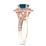 Rose Gold 1 5/8ct TDW Blue Round Diamond Ring - Handcrafted By Name My Rings™