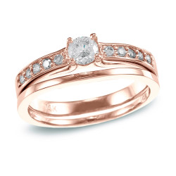 Rose Gold 1/2 ct TDW Round Diamond Bridal Set - Handcrafted By Name My Rings™