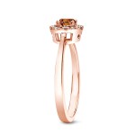 Rose Gold 1/2ct TDW Brown Diamond Halo Ring - Handcrafted By Name My Rings™