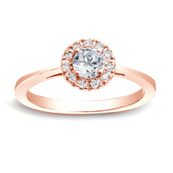 Rose Gold 1/2ct TDW Diamond Halo Engagement Ring - Handcrafted By Name My Rings™