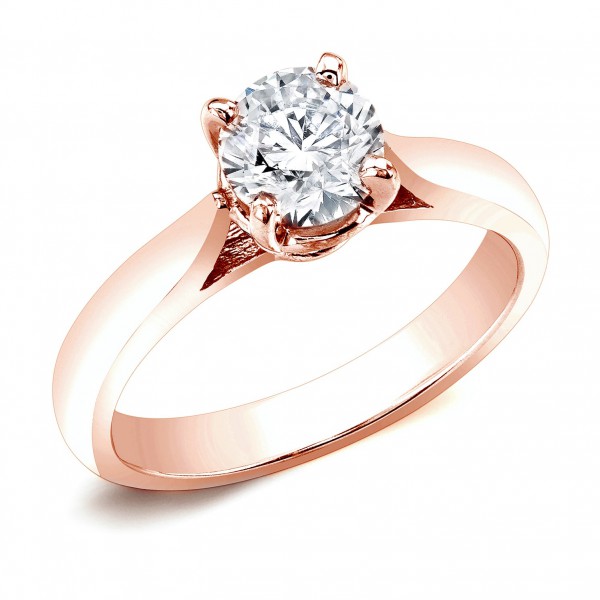 Rose Gold 1/2ct TDW Round Diamond Solitaire Engagement Ring - Handcrafted By Name My Rings™