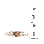 Rose Gold 1ct TDW Brown Round Diamond 3-stone Ring - Handcrafted By Name My Rings™