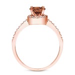 Rose Gold 1ct TDW Brown Round Diamond Bridal Ring Set - Handcrafted By Name My Rings™
