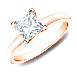 Rose Gold 1ct TDW Certified Princess Diamond Solitaire Ring - Handcrafted By Name My Rings™