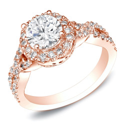 Rose Gold 1ct TDW Certified Round Cut Diamond Engagement Ring - Handcrafted By Name My Rings™