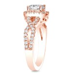 Rose Gold 1ct TDW Certified Round Cut Diamond Engagement Ring - Handcrafted By Name My Rings™