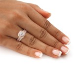 Rose Gold 1ct TDW Certified Round-cut Diamond Bridal Ring Set - Handcrafted By Name My Rings™