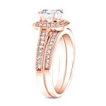 Rose Gold 1ct TDW Certified Round-cut Diamond Bridal Ring Set - Handcrafted By Name My Rings™