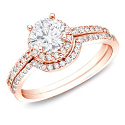 Rose Gold 1ct TDW Diamond Bridal Ring Set - Handcrafted By Name My Rings™