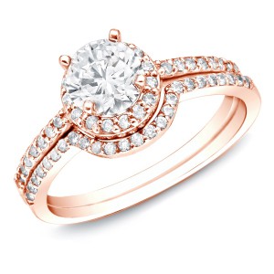 Rose Gold 1ct TDW Diamond Bridal Ring Set - Handcrafted By Name My Rings™