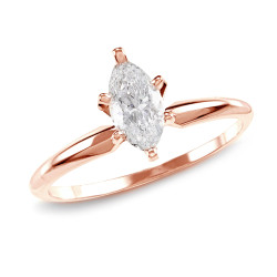Rose Gold 1ct TDW Marquise 6-prong Diamond Ring - Handcrafted By Name My Rings™
