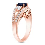 Rose Gold 1ct TDW Sapphire and Diamond Engagement Ring - Handcrafted By Name My Rings™