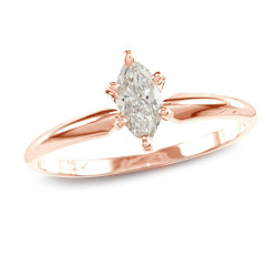 Rose Gold 2/5ct TDW Marquise Diamond Solitaire Engagement Ring - Handcrafted By Name My Rings™