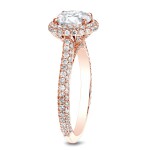 Rose Gold 2ct TDW Certified Diamond Halo Engagement Ring - Handcrafted By Name My Rings™
