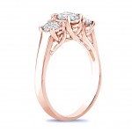 Rose Gold 2ct TDW Round Diamond 3-stone Engagement Ring - Handcrafted By Name My Rings™