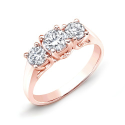 Rose Gold 2ct TDW Round Diamond 3-stone Engagement Ring - Handcrafted By Name My Rings™