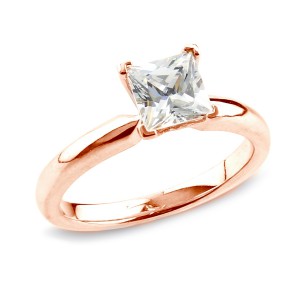 Rose Gold 3/4ct TDW Certified Princess Diamond Solitaire Ring - Handcrafted By Name My Rings™