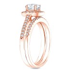 Rose Gold 3/4ct TDW Princess Diamond Bridal Ring Set - Handcrafted By Name My Rings™