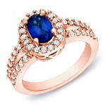 Rose Gold 3/5ct TDW Sapphire and Diamond Engagement Ring - Handcrafted By Name My Rings™