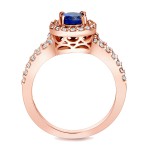 Rose Gold 3/5ct TDW Sapphire and Diamond Engagement Ring - Handcrafted By Name My Rings™