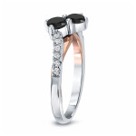 Two-Tone Gold 1ct TDW 2-Stone Round Cut Black Diamond Engagement Ring - Handcrafted By Name My Rings™