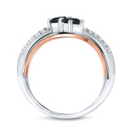 Two-Tone Gold 1ct TDW 2-Stone Round Cut Black Diamond Engagement Ring - Handcrafted By Name My Rings™