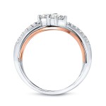 Two-Tone Gold 1ct TDW 2-Stone Round Cut Diamond Engagement Ring - Handcrafted By Name My Rings™