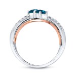 Two-Tone Gold 3/4ct TDW 2-Stone Round Cut Blue Diamond Engagement Ring - Handcrafted By Name My Rings™