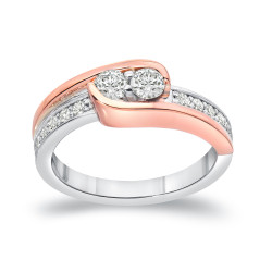 Two-Tone Gold 3/4ct TDW 2-Stone Round Diamond Engagement Ring - Handcrafted By Name My Rings™
