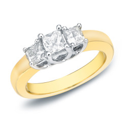 Two-Tone Gold 3/4ct TDW 3-Stone Princess Cut Diamond Ring - Handcrafted By Name My Rings™