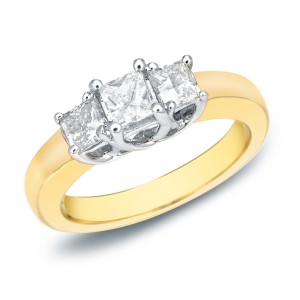 Two-Tone Gold 3/4ct TDW 3-Stone Princess Cut Diamond Ring - Handcrafted By Name My Rings™