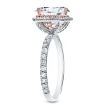 Two-tone Gold 1 3/4ct TDW Certified Cushion-cut Diamond Halo Engagement Ring - Handcrafted By Name My Rings™