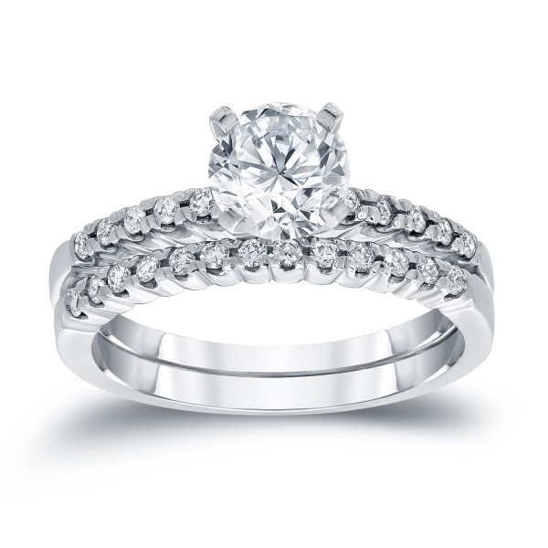 White 3/4ct TDW Certified Round-cut Diamond Bridal Ring Set - Handcrafted By Name My Rings™